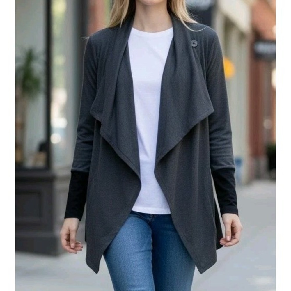 RBX womens gray Wrap cardigan long sleeve activewear sweater Sz S